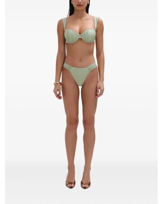 Noire Swimwear Green Ruched Balconette Bikini