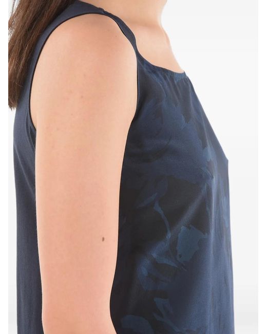 Woolrich Blue Floral-Print Sleeveless Blouse