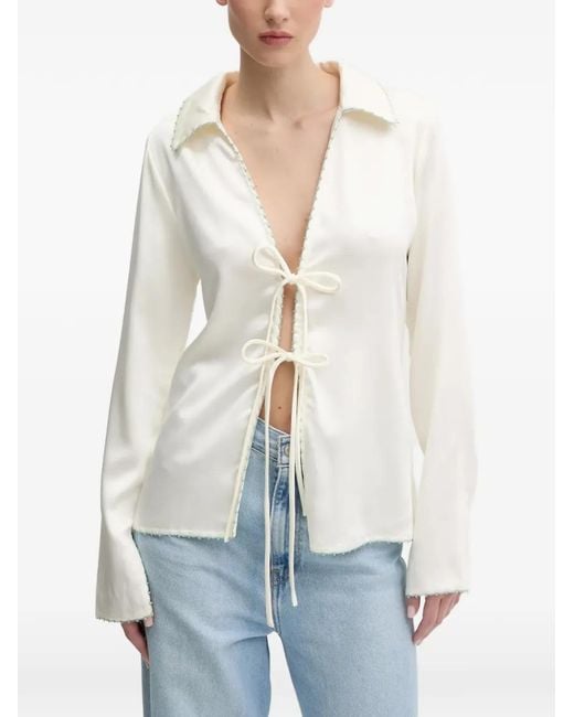 Desigual White Tie-Front Blouse
