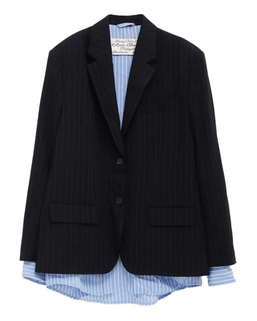Acne ストライプ シングルジャケット Blue