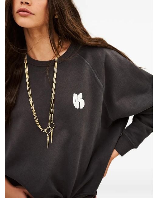 Ba&sh Black Swing Logo-Print Sweatshirt