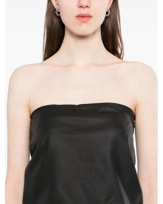 Alexander Wang Gray Leather Strapless Top
