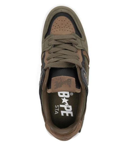 A Bathing Ape Brown Star-Patch Lace-Up Trainer