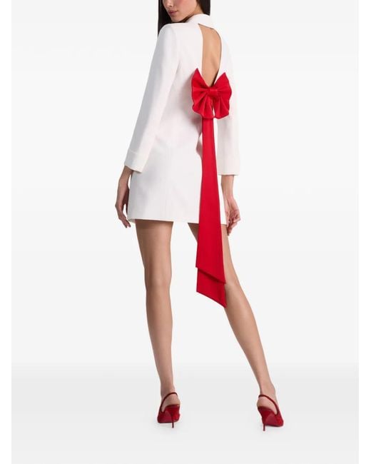 Alice + Olivia White Shawn Bow Blazer Mini Dress