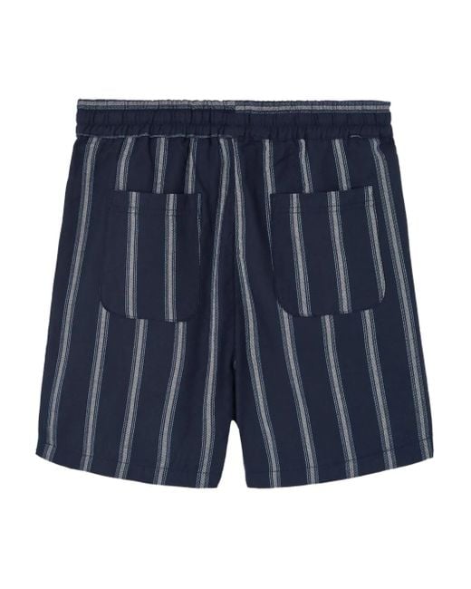 Les Deux Blue Lawson Striped Drawstring Shorts for men