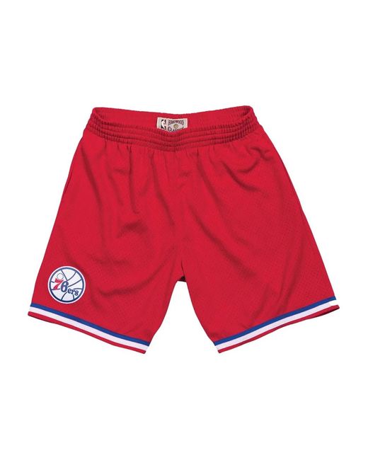 Mitchell & Ness Red Philadelphia 76Ers Swingman Shorts for men