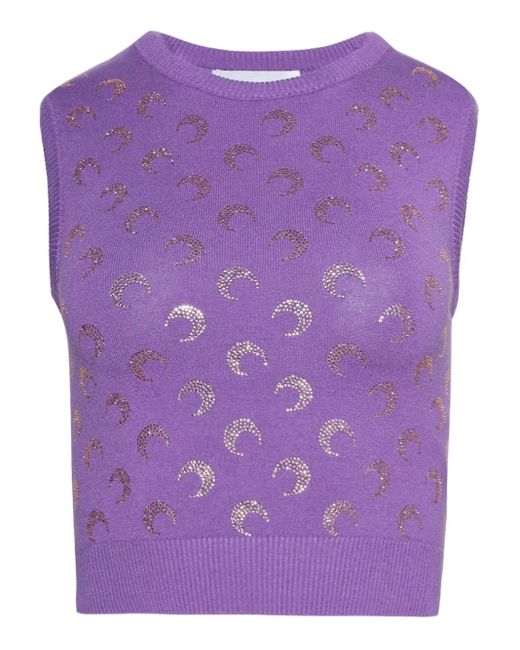 MARINE SERRE Purple Rhinestone-Embellished Tank Top