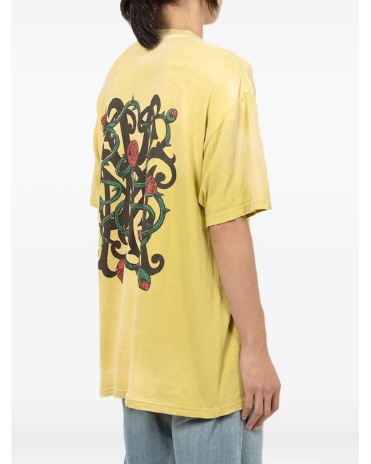 KAMIYA Yellow Rose-Embellished Pocket T-Shirt for men