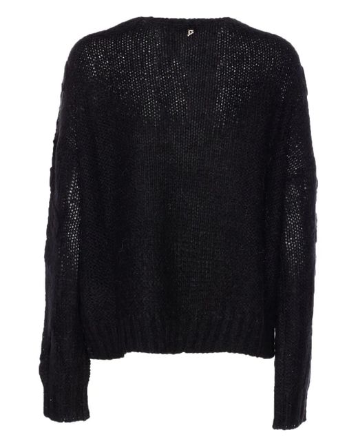 Dondup Black Embroidered Crewneck Sweater