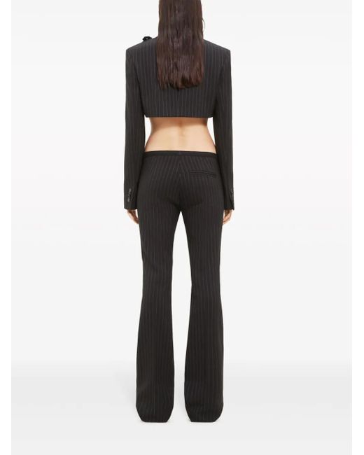 Courreges Black Pinstripe-Pattern Cropped Jacket