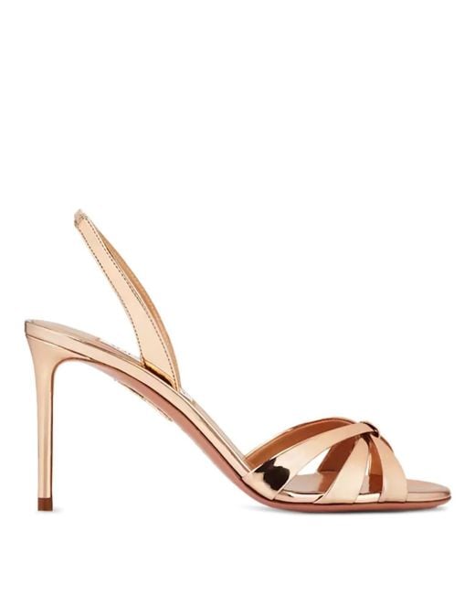 Aquazzura Pink 85Mm Slingback Knotted Pumps