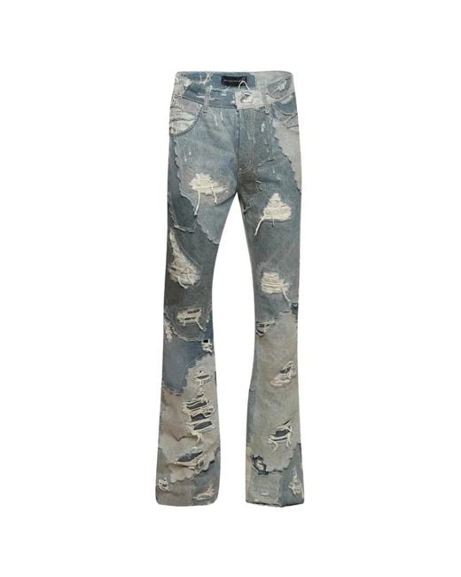 Who Decides War Gray Unearthed Distressed Jeans for men