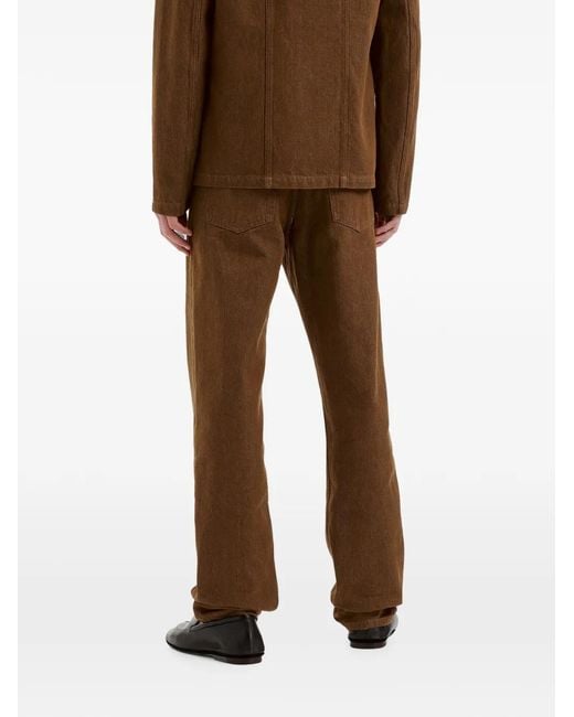 MM6 by Maison Margiela Brown Distressed-Effect Straight-Leg Jeans for men