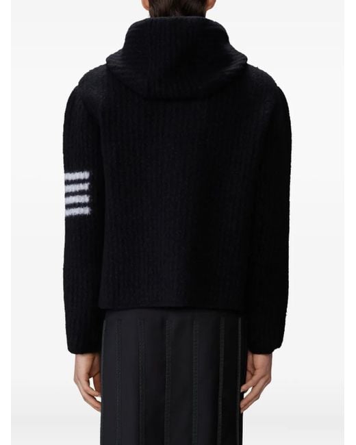 Thom Browne Black Toggle-Fastening Hooded Jacket for men