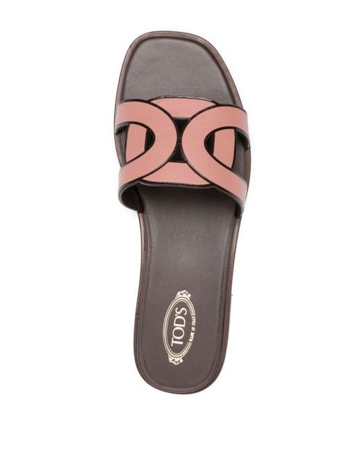 Tod's Brown Logo-strap Slide Sandals