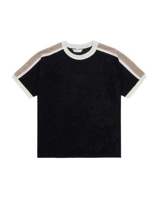 Sasquatchfabrix Black Stripe-Detail Velour T-Shirt for men
