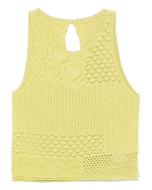 Akep Yellow Gestricktes Oberteil Mit Spitzenstich