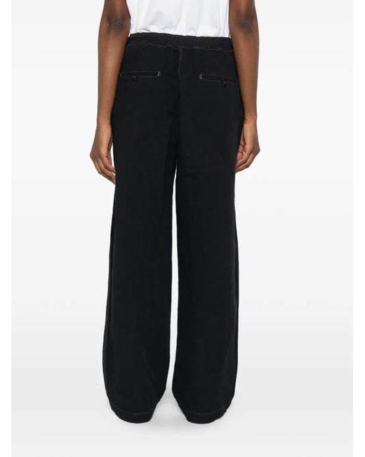 Studio Nicholson Black Pantalon À Lien De Resserrage