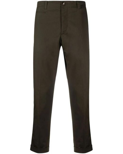 PT Torino Gray Buckle-Detail Cropped Trousers for men