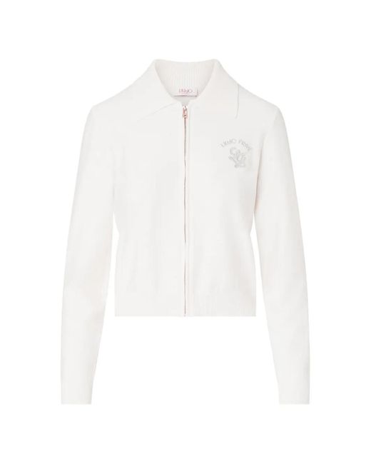 Liu Jo White Cardigan With Micro Sequins