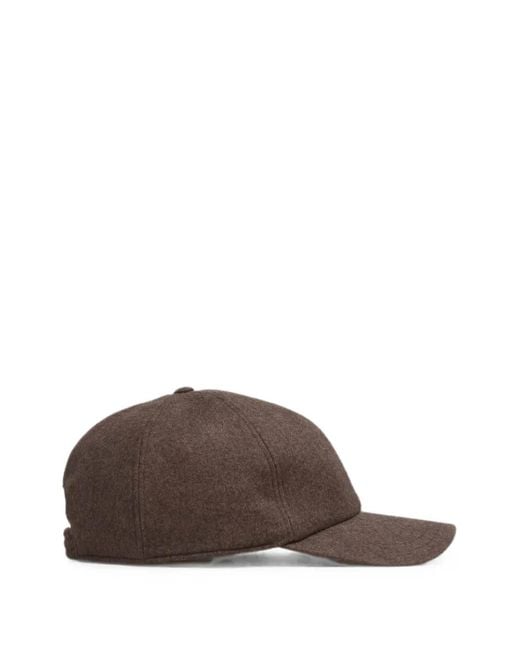 Herno Brown Logo-Plaque Flannel Cap for men