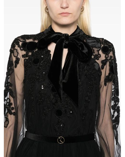 Saiid Kobeisy Black Bead-Embellished Dress