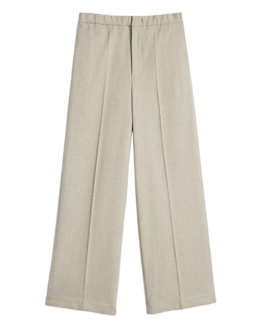 Jil Sander White Wool Flannel Trousers for men