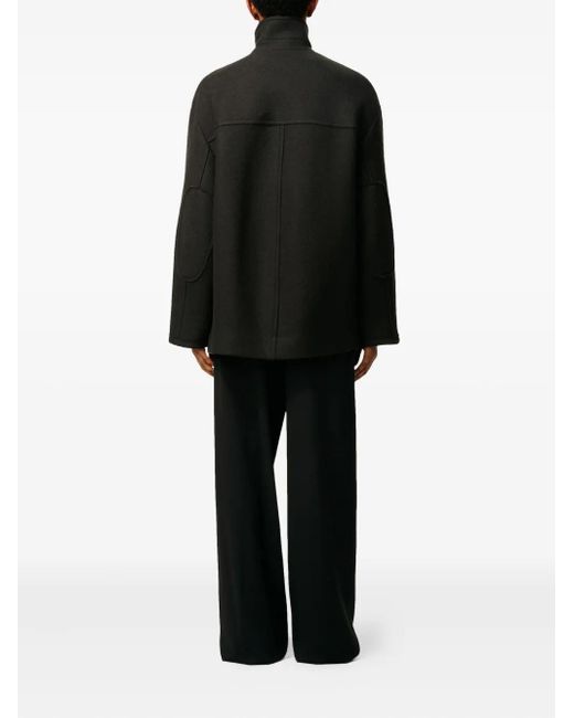 AMI Black Structured Coat With High Collar And Button Closure for men