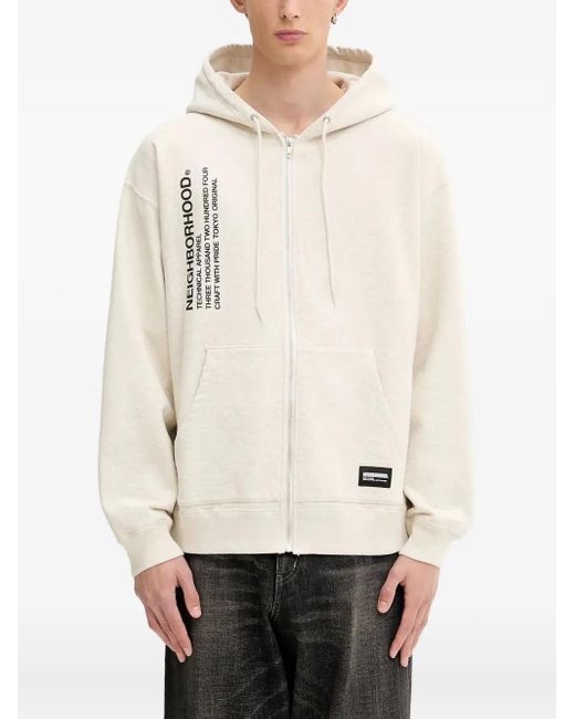 Felpa Con Cappuccio E Zip di Neighborhood in Natural da Uomo