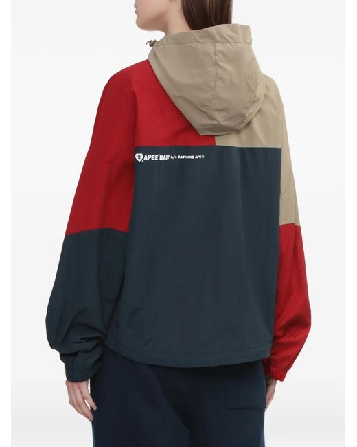 A Bathing Ape Red Colourblock Hooded Jacket