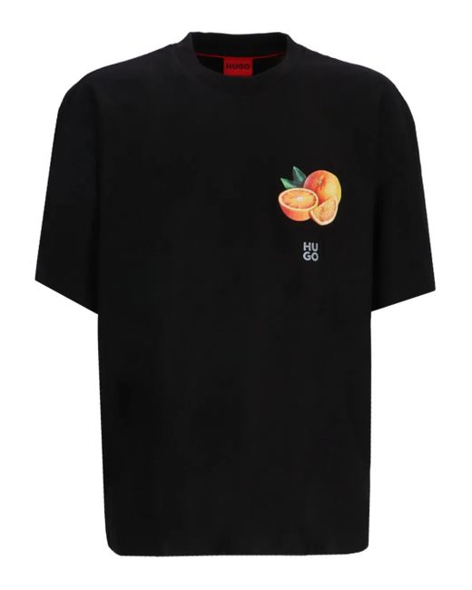 HUGO Black Dartiee Fruit-Illustration T-Shirt for men