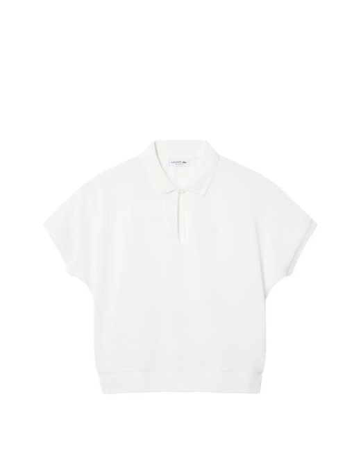 Lacoste White Cut-Out Scalloped Polo Shirt