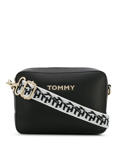 Tommy Hilfiger Black Monogram Strap Crossbody Bag