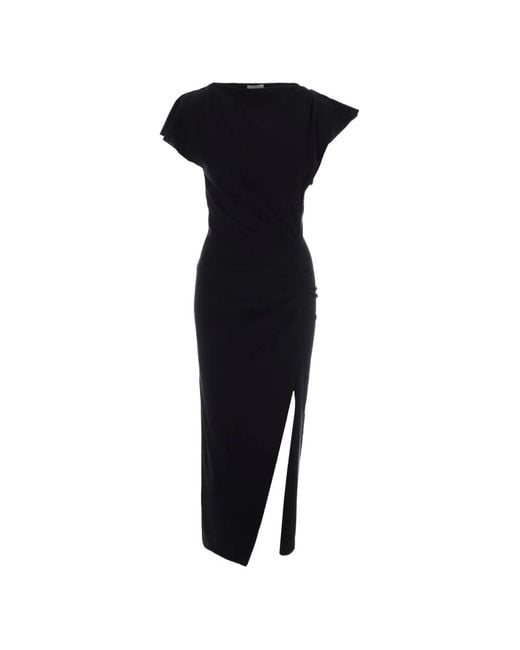 Isabel Marant Blue Nadela Ruched Side-Slit Maxi Dress