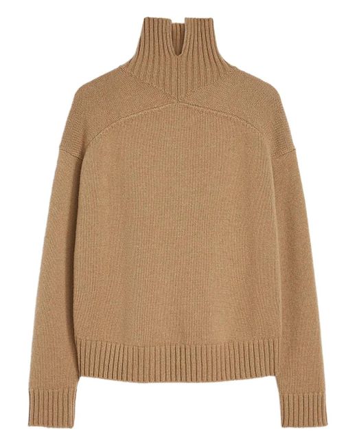 Jil Sander Natural Pullover Mit Stehkragen