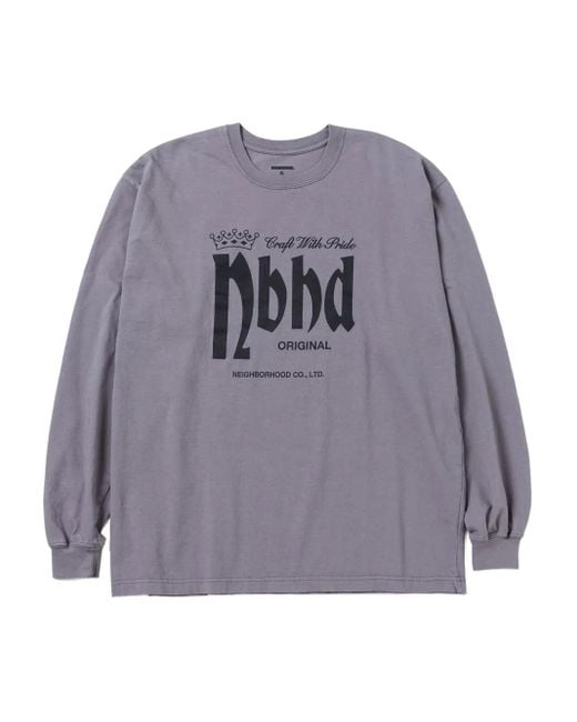 Neighborhood Gray Slogan-Print Long-Sleeve T-Shirt for men