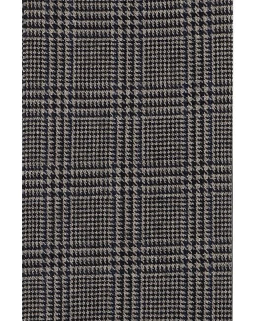Slowear Gray Check-Pattern Fringed Scarf for men