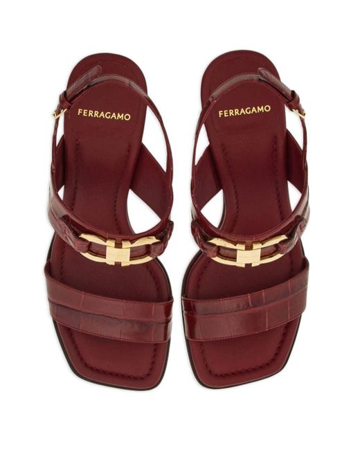 Ferragamo Brown 55mm Gancini-buckle Leather Sandals