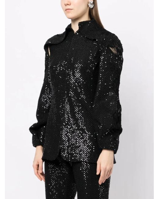 Saiid Kobeisy Black Sequin Ripped Jacket