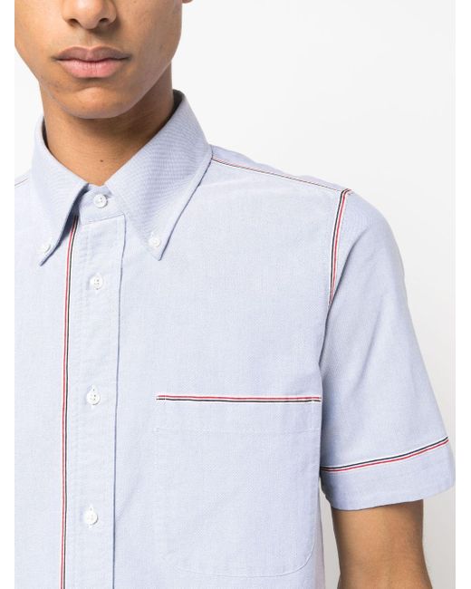 Thom Browne Blue Rwb Stripe Cotton Shirt for men