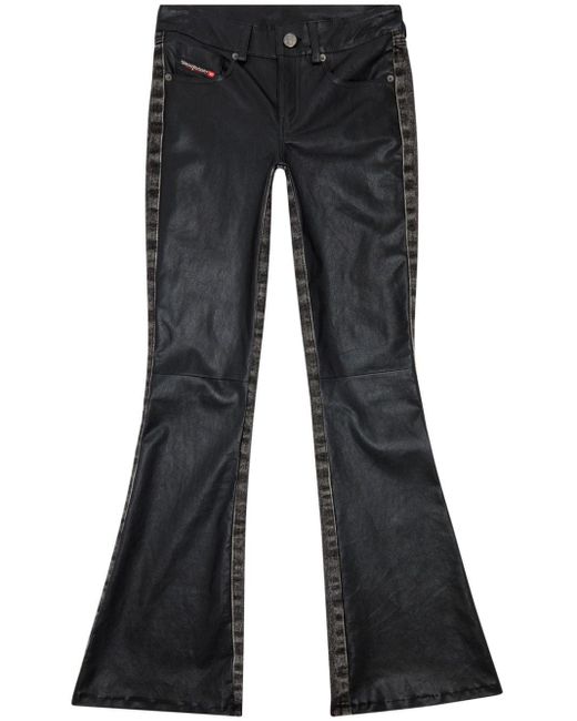 DIESEL Black Contrast-panel Flared Trousers