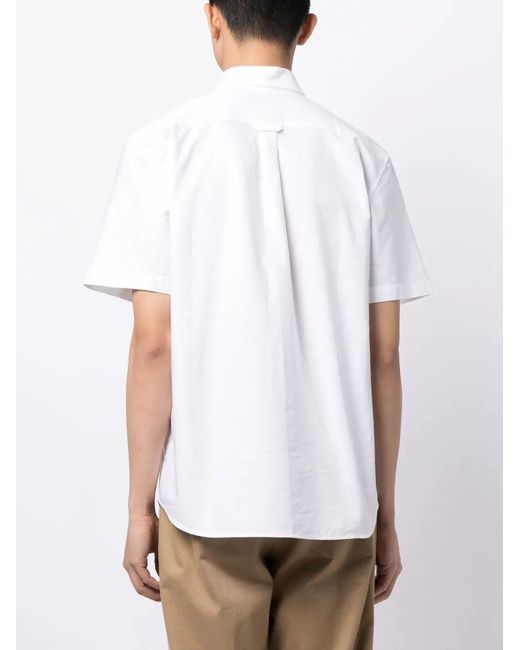 Lacoste White Crocodile Logo-Patch Short-Sleeved Shirt for men