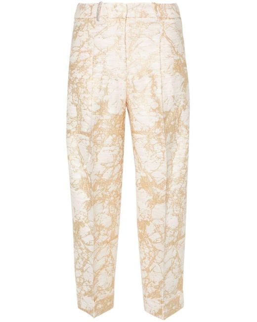Peserico Natural Jacquard Cropped Trousers