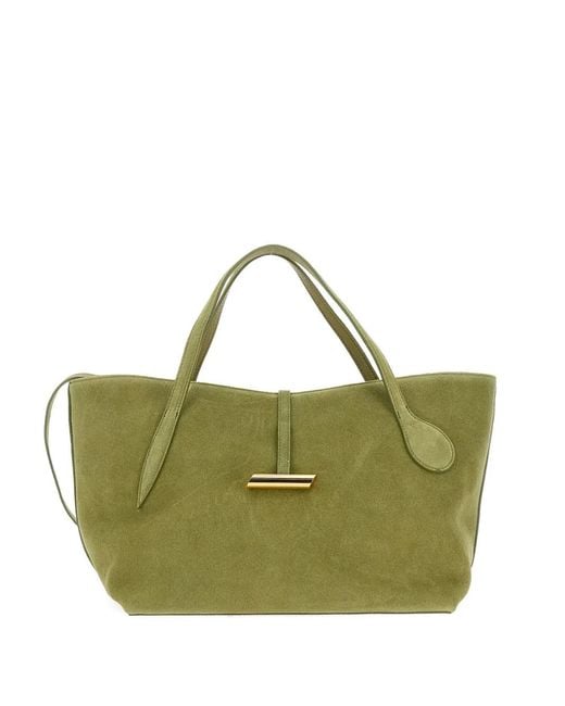 Liffner Green Suede Tote Bag