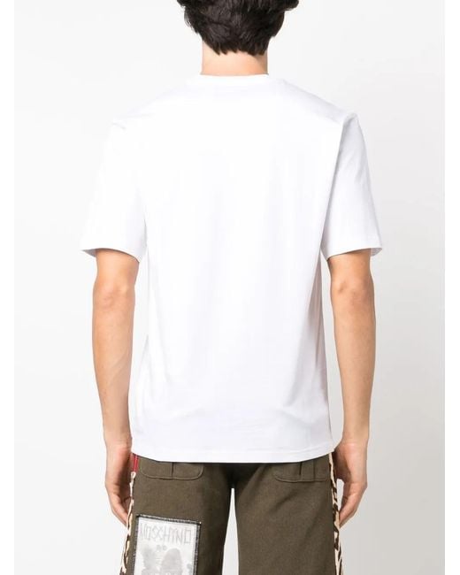 Moschino White Logo-Print Cotton T-Shirt for men