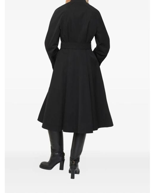 Burberry Black Long Gabardine Ellingham Fit-And-Flare Car Coat