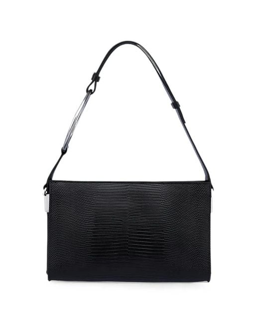 Dondup Black Lizard-Effect Tote Bag