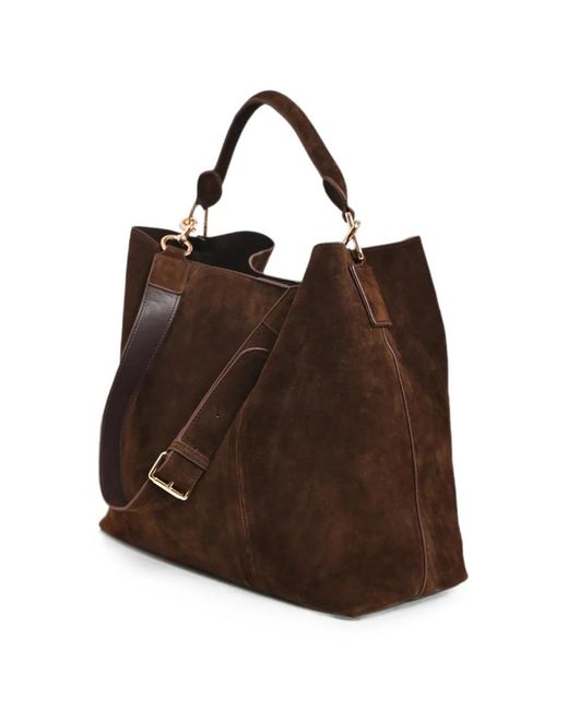 Essentiel Antwerp Brown Kroon Suede Shoulder Bag
