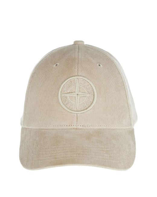 Stone Island Ribfluwelen Pet Met Logo in het Natural voor heren