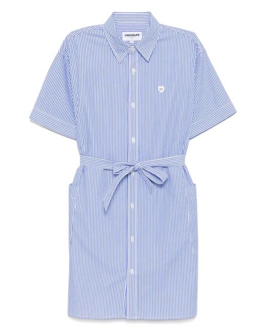 Chocoolate Blue Striped Shirt Dress